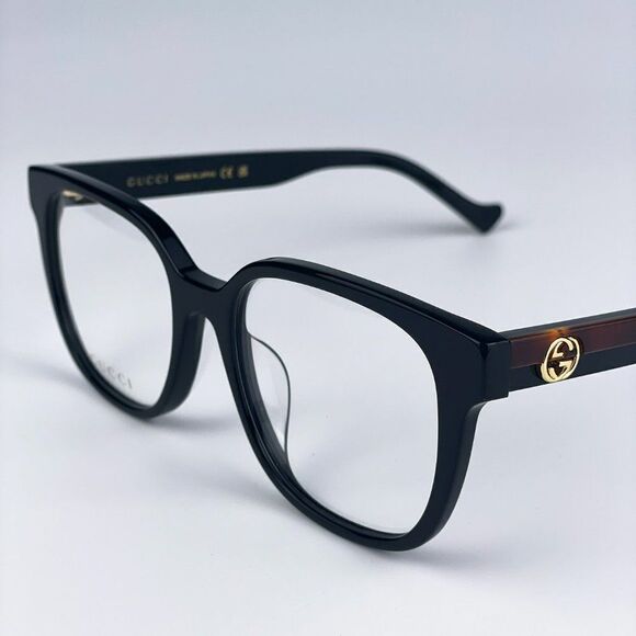 NEW Gucci GG1305OA 001 Black Havana Rectangle Women Eyeglasses - Picture 7 of 11